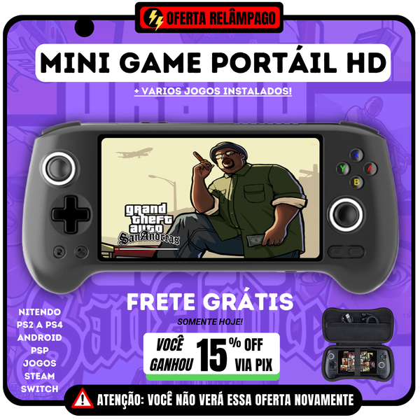 MINI GAME PORTÁTIL - SWITCH, JOGOS DE PS2 A PS4, ANDROID,  PSP, NITENDO E VÁRIOS CONSOLES - COM 1000 JOGOS INSTALADOS!🎁